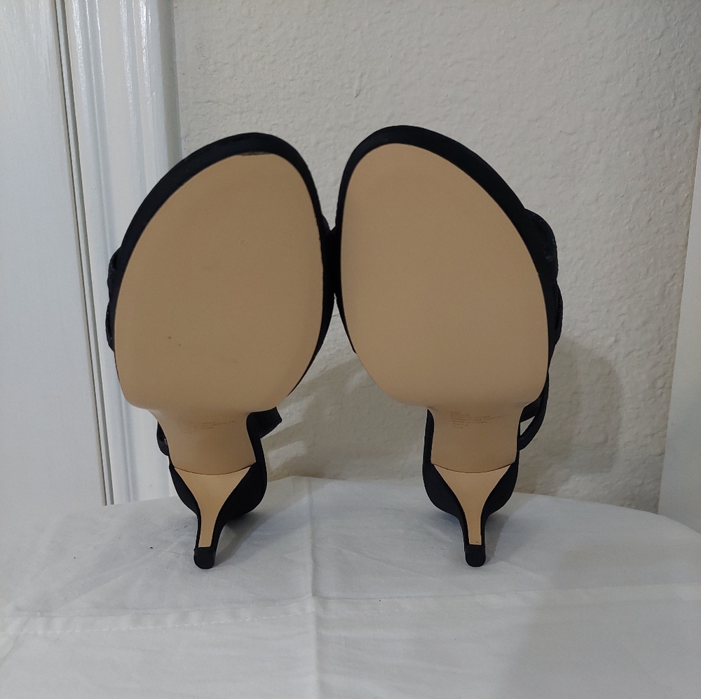 NWOB I. Miller Black Strappy Sparkly Slingback Kitten Heels Size 6 - Picture 8 of 10
